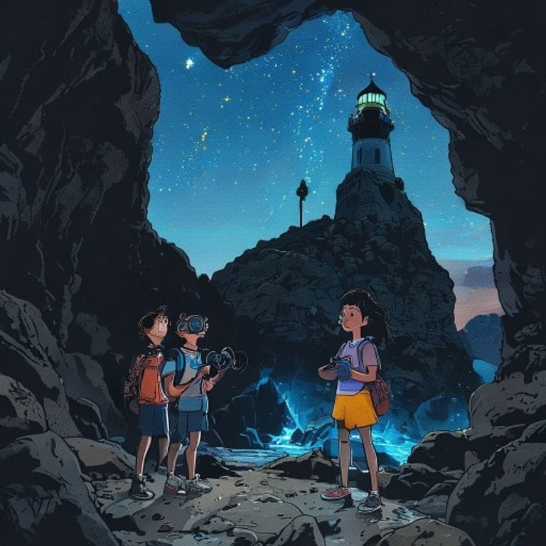 O Enigma do Farol de Obsidiana | história de aventura infantil