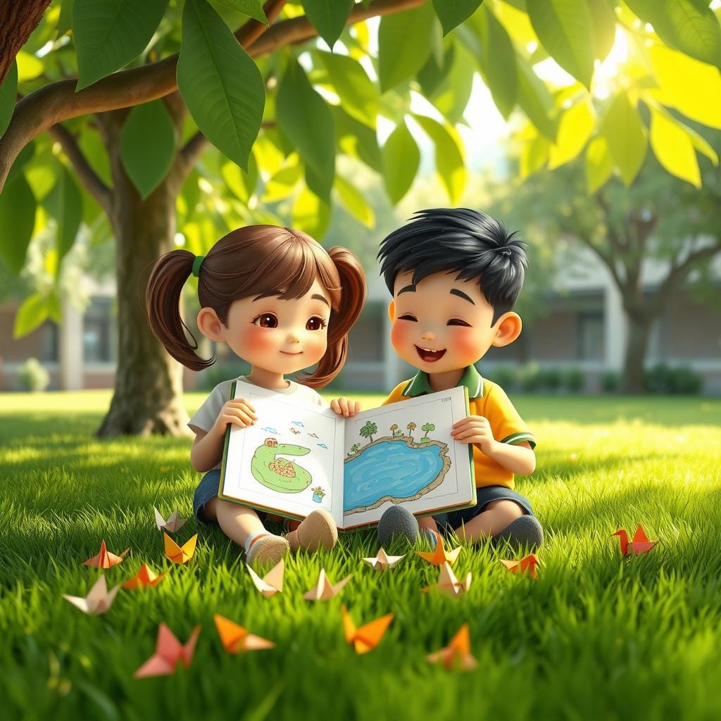 O Jardim de Papel da Clara e do Yan | história infantil sobre amizade