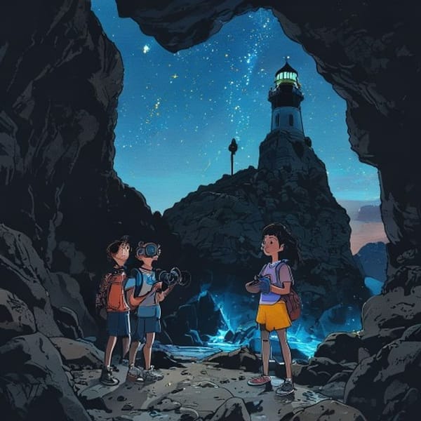 O Enigma do Farol de Obsidiana | história de aventura infantil