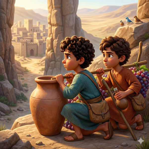 A Missão Secreta dos Dois Amigos Exploradores | história bíblica infantil heróis