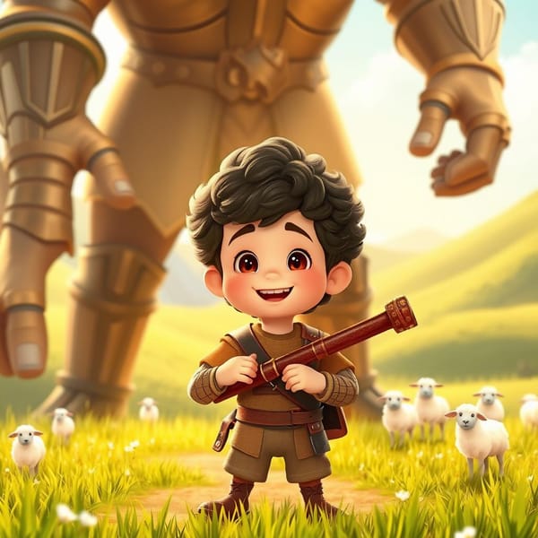 O Jovem Davi e o Gigante de Bronze | história bíblica infantil heróis